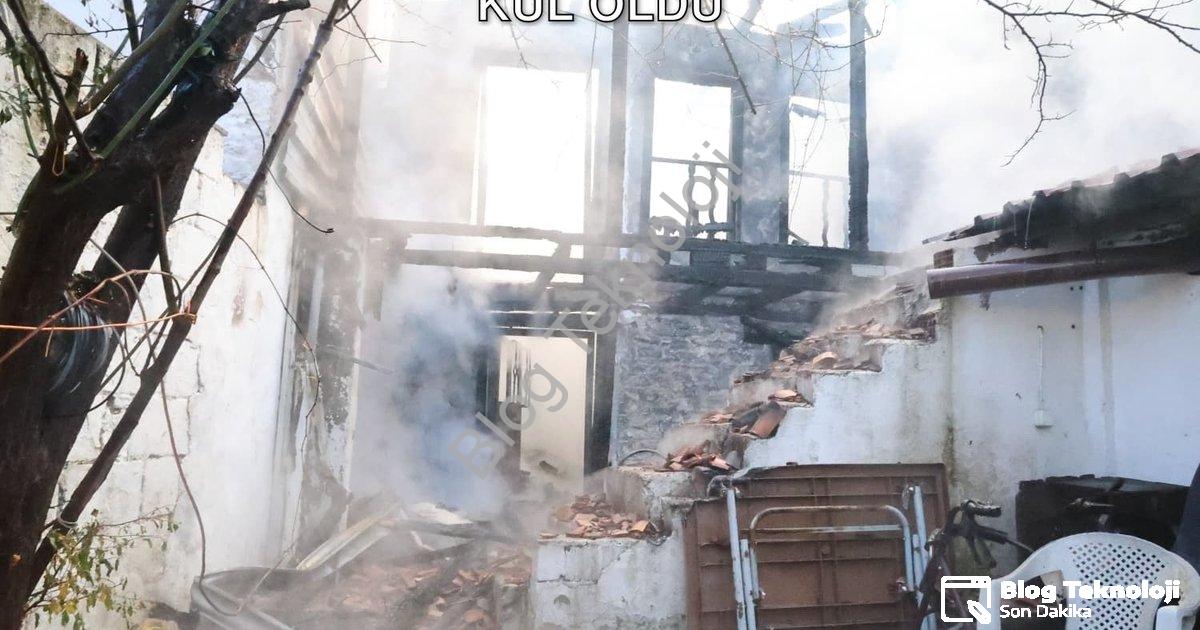 "Muğla Menteşe'de Korkutan Yangın: İki Ev Kül Oldu" başlıklı haber için fotorealistik, profesyonel b