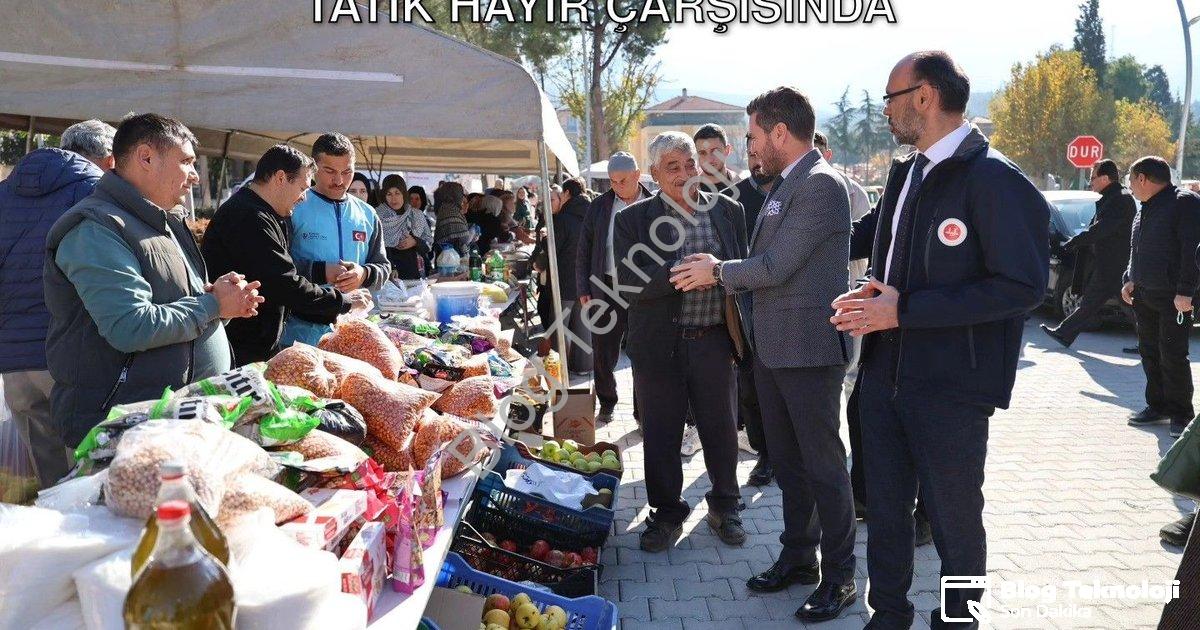 "Tavas'ta Gazze Dayanışması: Başkan Kadir Tatık Hayır Çarşısında" başlıklı haber için fotorealistik,