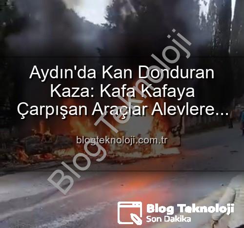Aydın'da kaza - Aydın'da Kan Donduran Kaza: Kafa Kafaya Çarpışan Araçlar Alevlere Teslim Oldu, 2 Yaralı